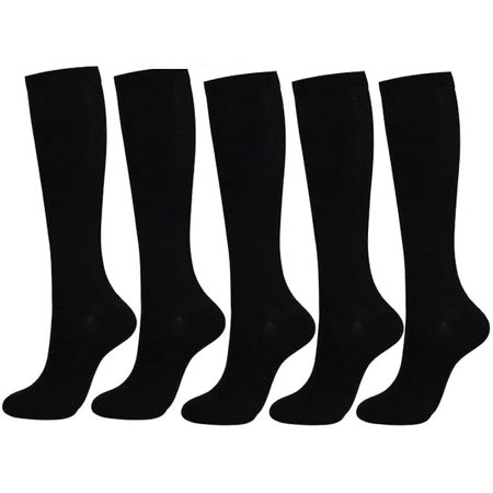 5 Pairs Compression Socks for Men Women Wide Calf Circulation Knee Socks 20-30 mmhg For Running Athletic Nursing Travel