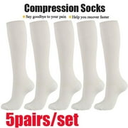 KEESONKIMI 5 Pairs Compression Socks for Men Women Wide Calf Circulation Knee Socks 20-30 mmhg For Running Nursing Travel