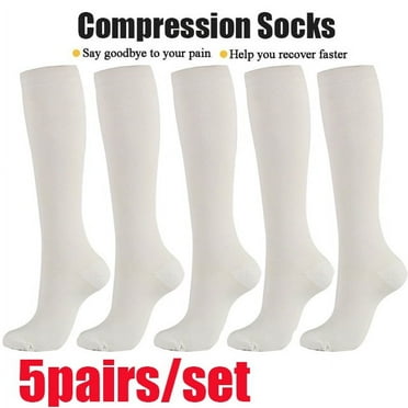 5 Pairs Compression Socks for Men Women Wide Calf Circulation Knee Socks 20-30 mmhg For Running Nursing Travel