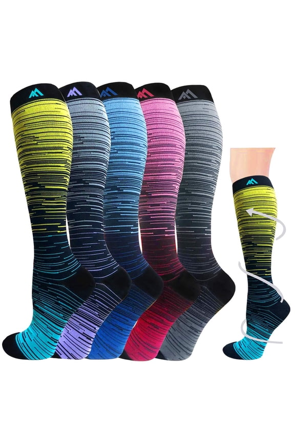 5 Pairs Compression Socks for Women & Men Circulation - Best Support for Nurses,Running,Athletic,Sports