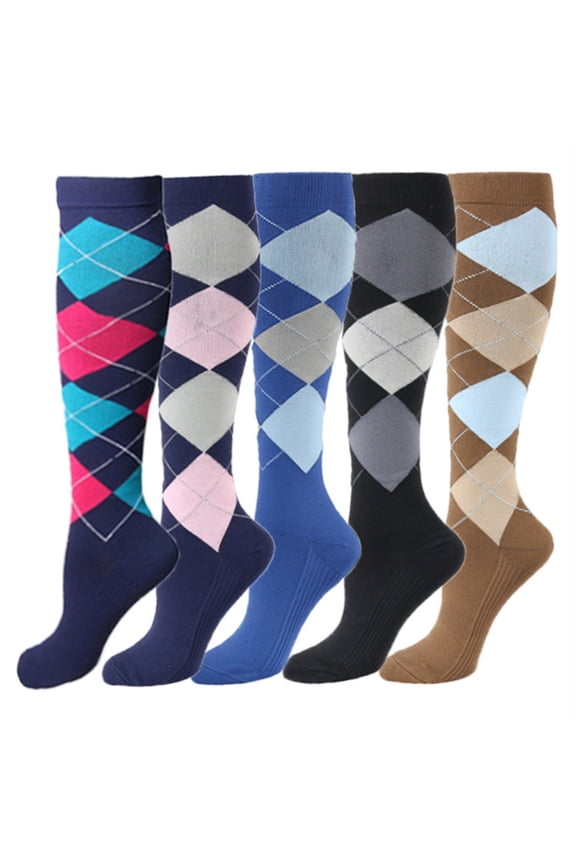 5 Pairs Compression Socks for Women & Men, Sport Calf Socks for Running, Cycling, Athletic, L/XL