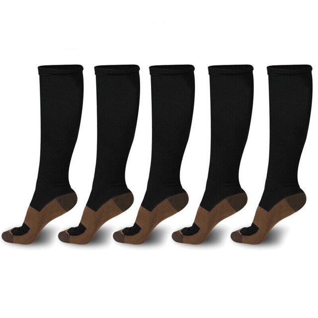 5 Pairs XXL Copper Compression Socks 2030 mmHg Knee High for Men and