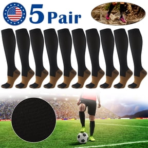 5 Pairs Copper Compression Socks High Sport Knee High Compression Socks Improves Circulation, Reduces Swelling & Pain for Nurses, Running, S/M