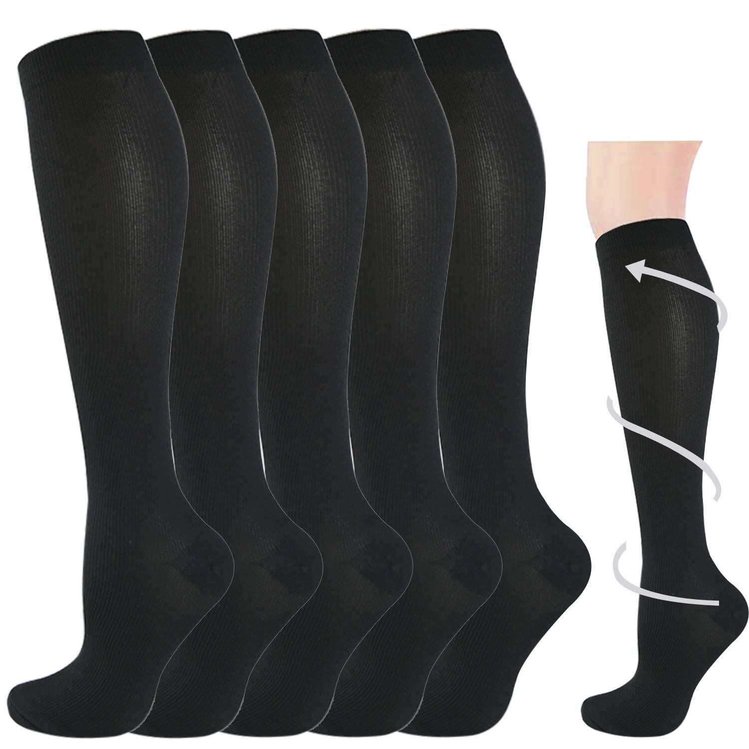 5 Pairs Copper Compression Socks for Women & Men Circulation 1520 mmhg