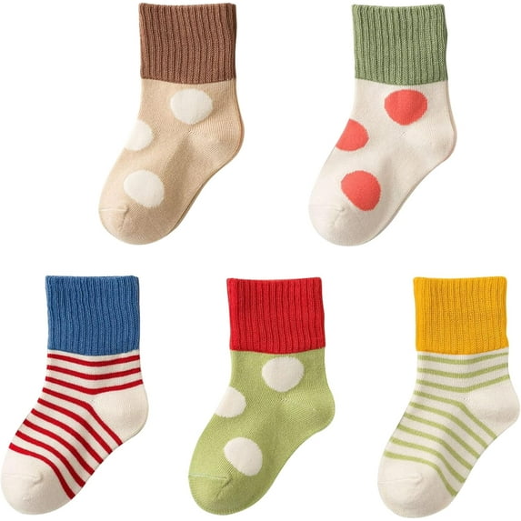 5 Pairs Cotton Ankle Socks for Toddlers and Little Kids, Soft Warm Cozy Socks for Unisex Infant