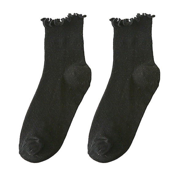 5 Pairs Cotton Ankle Socks for Women Soft Ruffle Trim Fold Over Socks Comfortable Casual Sock for Home Daily Activities