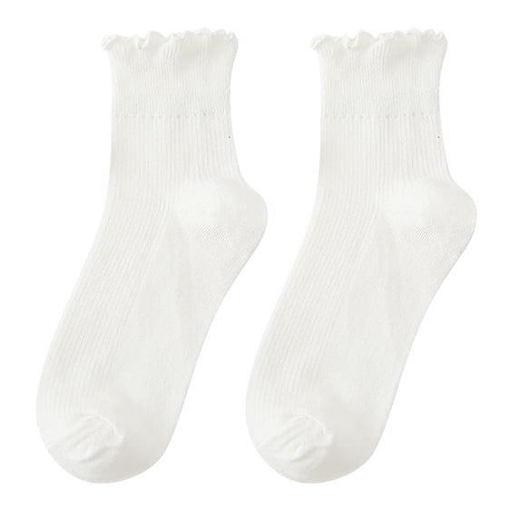 5 Pairs Cotton Ankle Socks for Women Soft Ruffle Trim Fold Over Socks Comfortable Casual Sock for Home Daily Activities