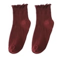 thumbnail image 1 of 5 Pairs Cotton Ankle Socks for Women Soft Ruffle Trim Fold Over Socks Comfortable Casual Sock for Home Daily Activities, 1 of 3
