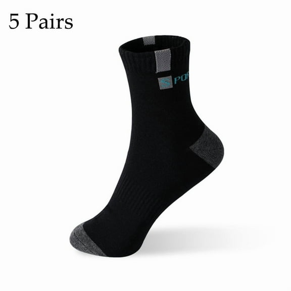 5 Pairs Cotton Sock for Men Sport Breathable Soft Letter Fashion Sneakers High Elastic Middle Tube Stocking Towel Sox Summer