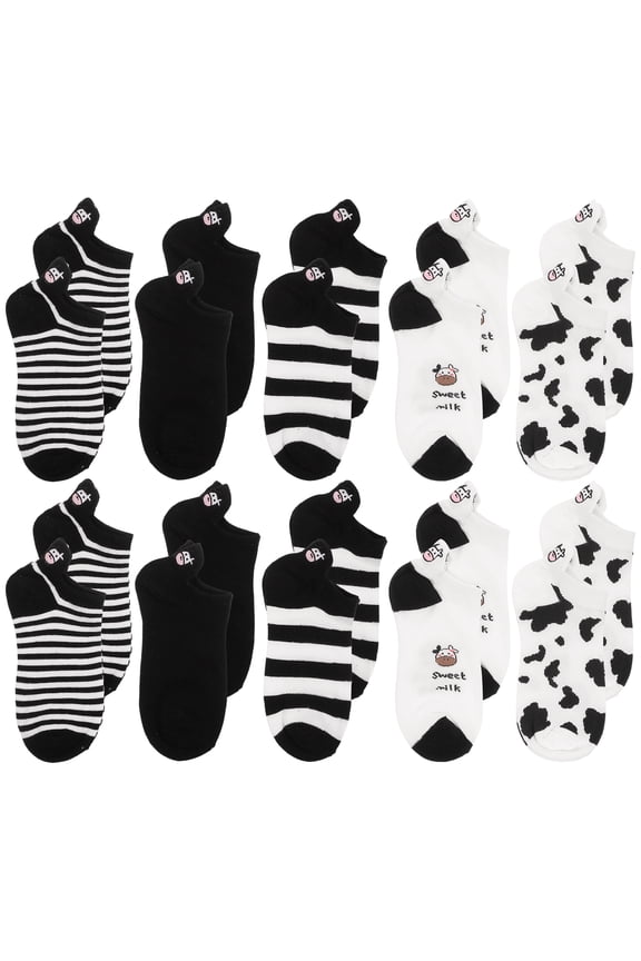 WORGEOUS Cow Socks Women Cute Ankle Socks Cotton 5 Pairs Assorted Color
