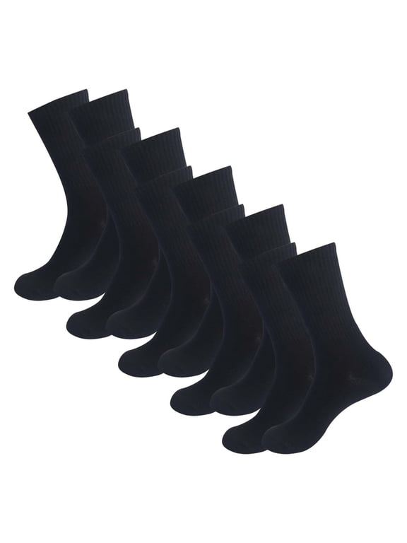 5 Pairs Crew Athletic Socks for Men Moisture Wicking Cushion Crew Socks for Sport Running Traveling Solid Color Stockings by Awwp Black One Size
