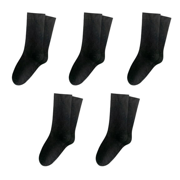 5 Pairs Crew Socks for Women Ribbed Knit Slouch Boot Socks Breathable Crochet Long Piles Socks for High School