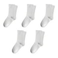 thumbnail image 1 of 5 Pairs Crew Socks for Women Ribbed Knit Slouch Boot Socks Breathable Crochet Long Piles Socks for High School, 1 of 8