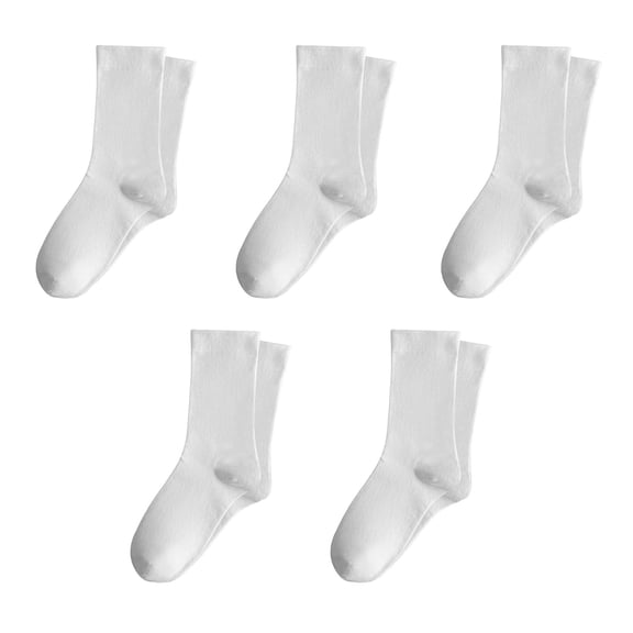 5 Pairs Crew Socks for Women Ribbed Knit Slouch Boot Socks Breathable Crochet Long Piles Socks for High School