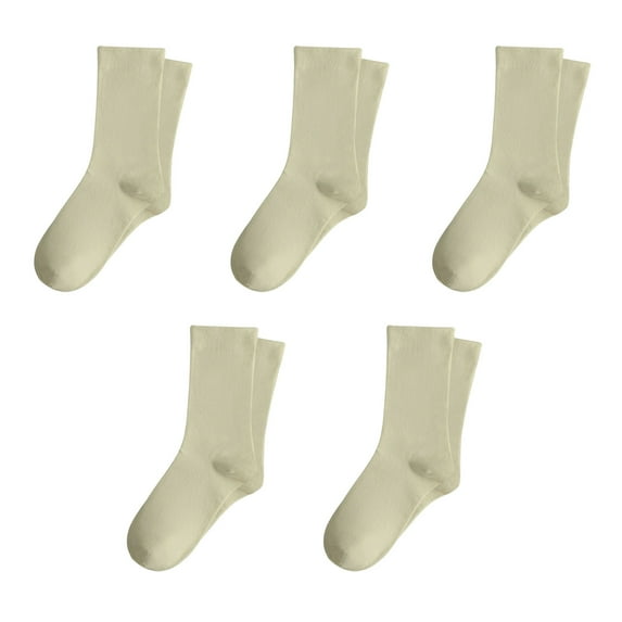 5 Pairs Crew Socks for Women Ribbed Knit Slouch Boot Socks Breathable Crochet Long Piles Socks for High School
