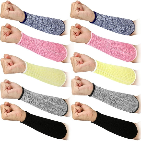 5 Pairs Cut Resistant Arm Sleeve Forearm Protection Sleeves Level 5 Protection Bite-Proof Arm Protectors Safety Arm Guard for Men Women(21CM)
