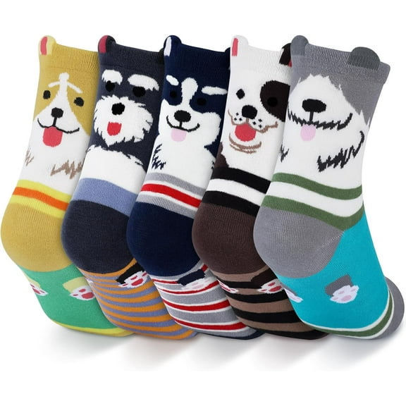 5 Pairs Cute Animal Socks for Women - Funny Dog and Cool Cotton Art Painting Cat Designs