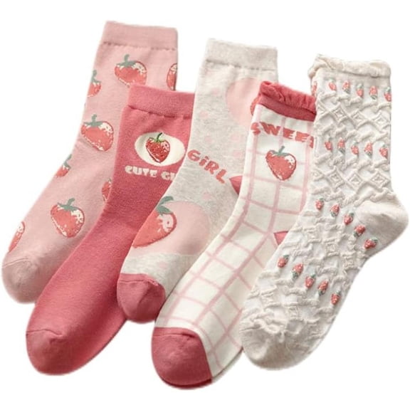 5 Pairs Cute Cotton Socks for Women and Girls Novelty Ankle Athletics Sock elite