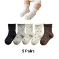 thumbnail image 1 of 5 Pairs Cute Girls Socks Cotton Ruffle Polka Dot Kids Crew Ankle School Size 2-12, 1 of 6