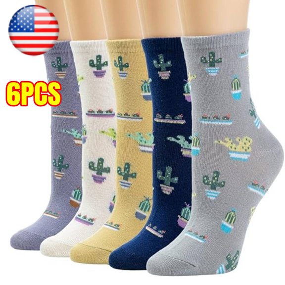 5 Pairs Cute Patterned Socks Warm Crew Socks