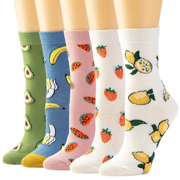 5 Pairs Cute Patterned Socks Warm Crew Socks