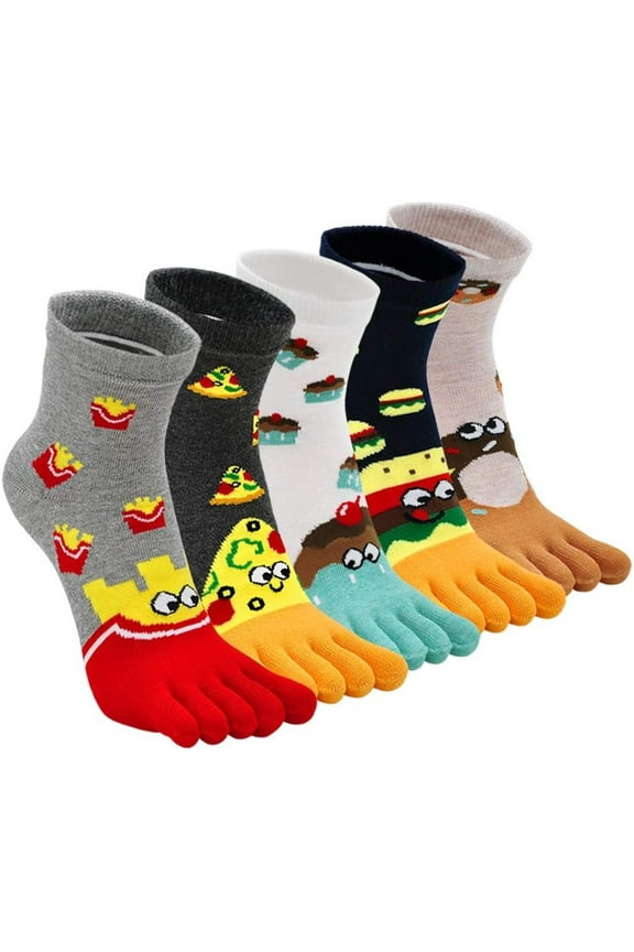 New 5 Pairs Cute Toe Socks Women Girl Cotton Striped Bright Color Young Casual Fashion Five Finger Socks Ankle Sock