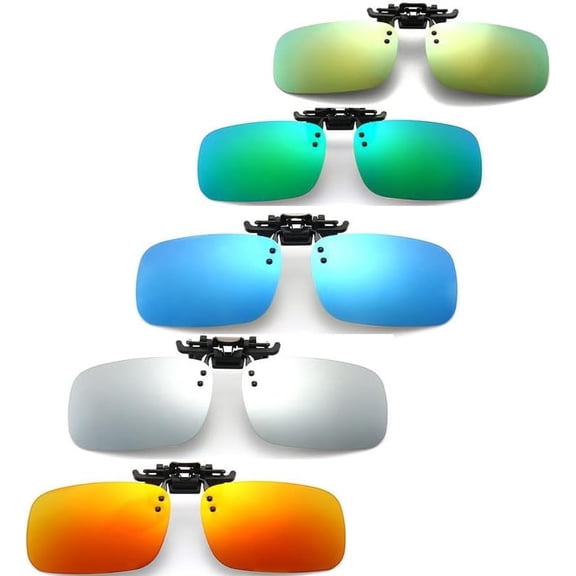 5 Pairs Driving Glasses Polarized Clip On Sunglasses Rimless Flip Up Anti Glare With box-USA