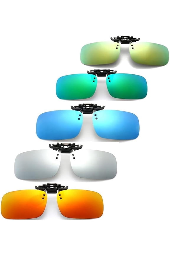 5 Pairs Driving Glasses Polarized Clip On Sunglasses Rimless Flip Up Anti Glare With box-USA