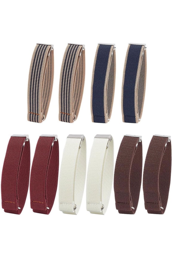 5 Pairs Elastic Adjustable Armband 5 Colors Polyester Non-Slip Shirt Sleeve Holders Sleeve Bands Arm Shirt Garters Hold up Sleeve Garters for Men and Women Shirt Stay