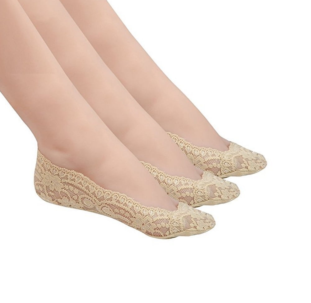 5 Pairs Elegant Women's Lace No Show Thin Socks Invisible Low Cut