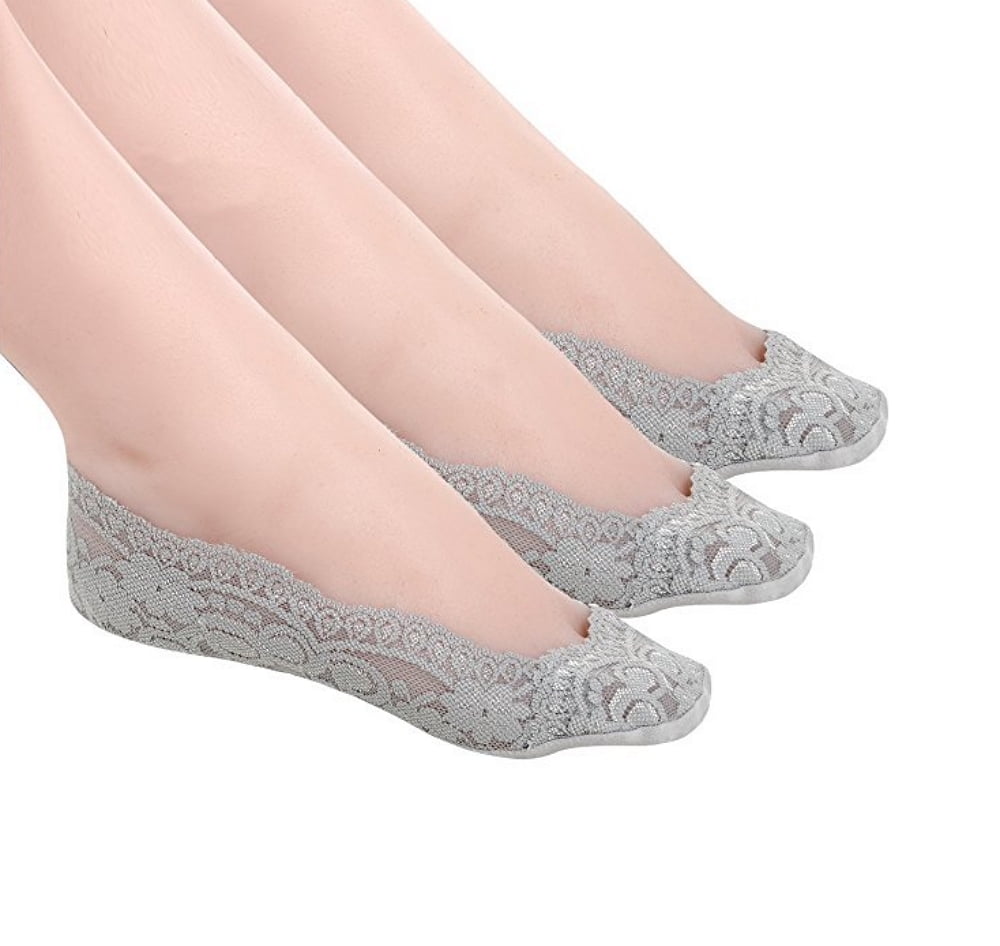 5 Pairs Elegant Women's Lace No Show Thin Socks Invisible Low Cut