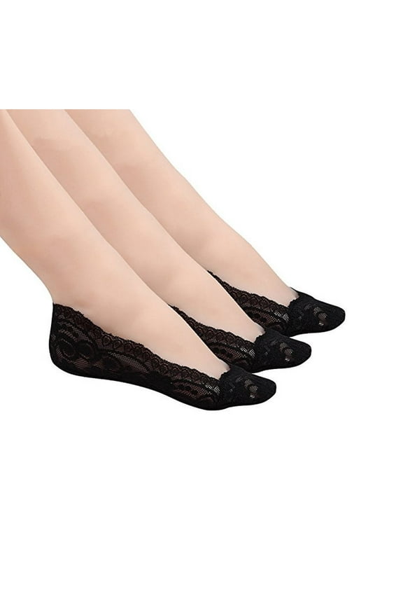 5 Pairs Elegant Women's Lace No Show Thin Socks – Invisible Low Cut Nonslip Summer Socks for Ladies TIKA