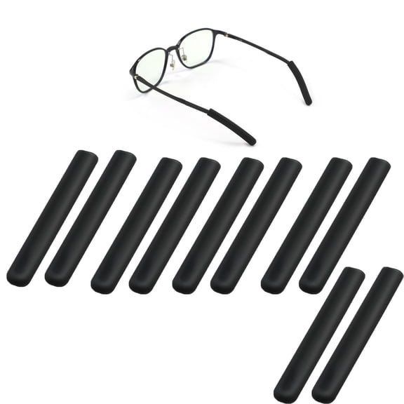 5 Pairs Eye Glasses Ear Cushion, GIXUSIL Non-Slip Eyeglasses Temple Tips Sleeve, Black Soft Silicone Ear Pads, Glasses Retainers for Sunglasses Reading Eyeglasses - Black