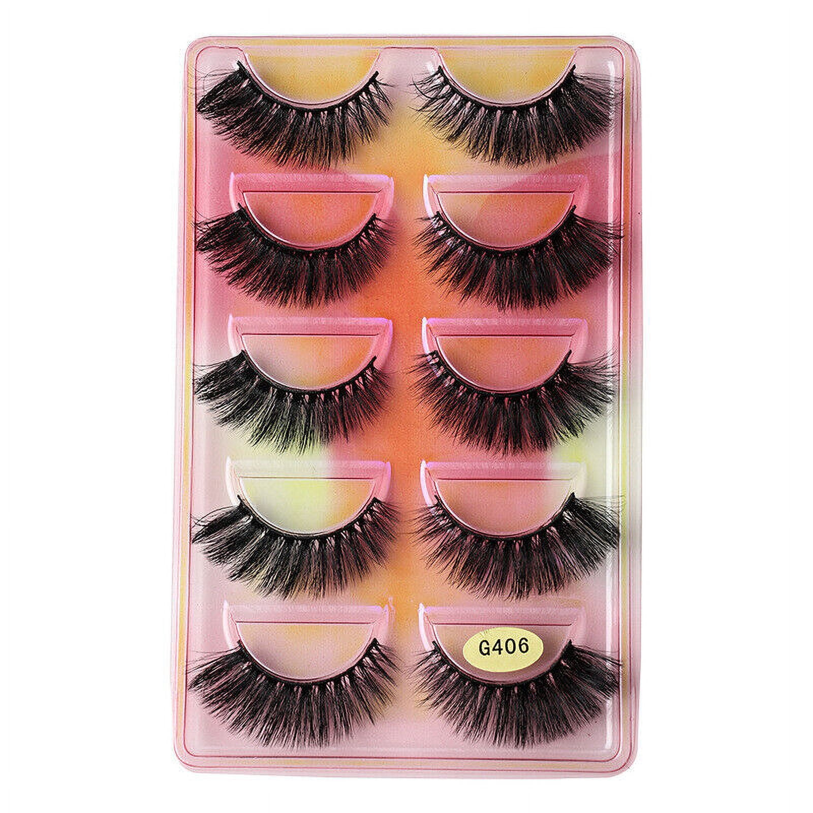 5 Pairs Eyelashes Natural Long 3D Mink Lashes Fluffy Volume False Wispy ...