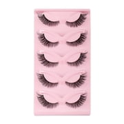 5 Pairs False Eyelashes Fox Eye, Natural Look Fluffy Wispy Cat Eye Fake Lashes Faux Mink Strip Lashes
