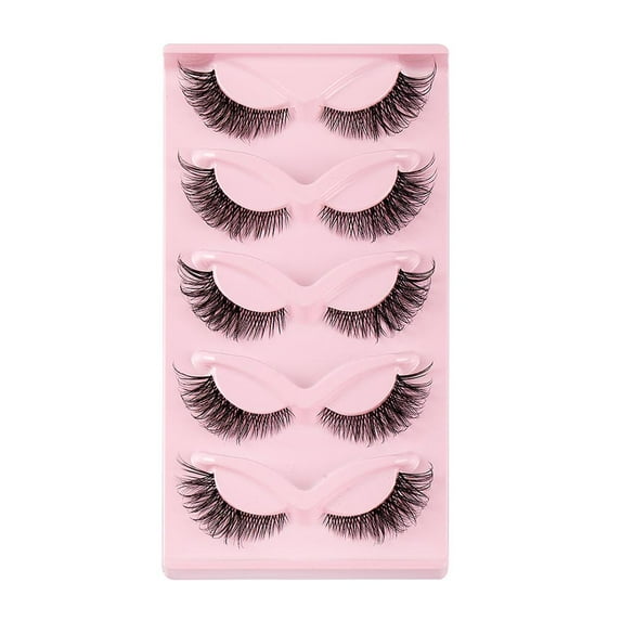 5 Pairs False Eyelashes Fox Eye, Natural Look Fluffy Wispy Cat Eye Fake Lashes Faux Mink Strip Lashes