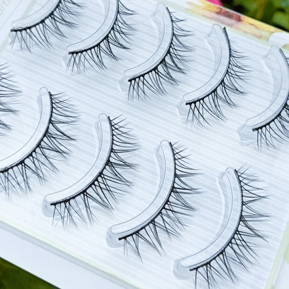 5 Pairs False Eyelashes Set Invisible Clear Band Long Thick Handmade Reusable Fake Eye Lashes Natural Volume Makeup Tools