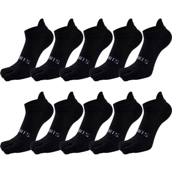 5 Pairs Five Finger Socks, Stretchy Wicking No Show Toe Socks, Breathable Comfortable Low Cut Men for Climbing, Walking, Running, Camping(Black)