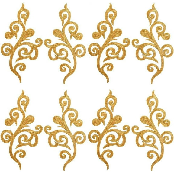 5 Pairs Flower Embroidery Applique Metallic Floral Boho Ethnic Style Sew Iron on Wreath Patch Floral Swirl Embroidered Appliques
