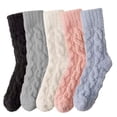 thumbnail image 1 of 5 Pairs Fuzzy Slipper Socks Thick Fluffy Warm Winter Cozy Plush Soft Sleep Home Socks for Women Men, 1 of 7