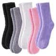 thumbnail image 1 of 5 Pairs Fuzzy Slipper Socks Thick Fluffy Warm Winter Cozy Plush Soft Sleep Home Socks for Women Men, 1 of 7