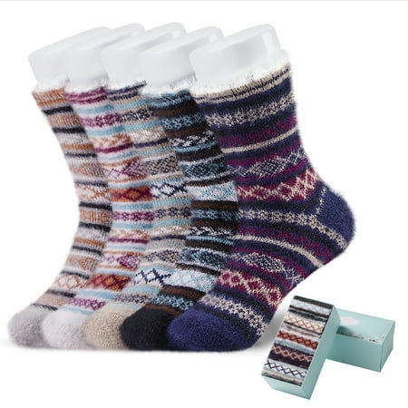 5 Pairs Fuzzy Socks For Women Soft Cozy Fluffy Casual Thick Plush Comfy Sleep Warm Winter Socks Gifts for Women