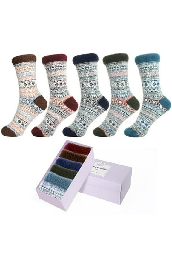 5 Pairs Fuzzy Socks For Women Soft Cozy Fluffy Casual Thick Plush Comfy Sleep Warm Winter Socks Gifts for Women