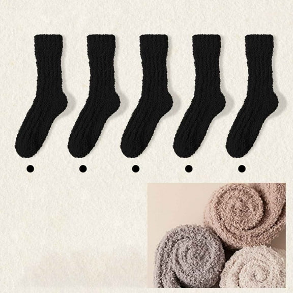 5 Pairs Fuzzy Socks Womens Cozy Soft Socks Fluffy Cute Winter Warm Slipper Floor Socks Thicken Coral Velvet Christmas Stocking
