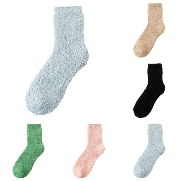 5 Pairs Fuzzy Socks for Women Soft Slipper Socks Coral Socks Casual Winter Warm Fluffy Crew Socks