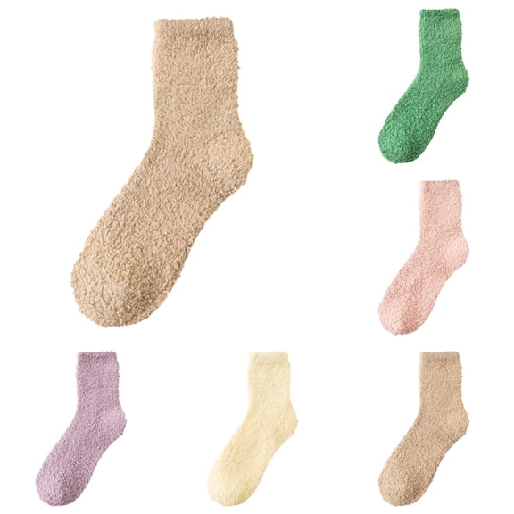 5 Pairs Fuzzy Socks for Women Soft Slipper Socks Coral Socks Casual Winter Warm Fluffy Crew Socks