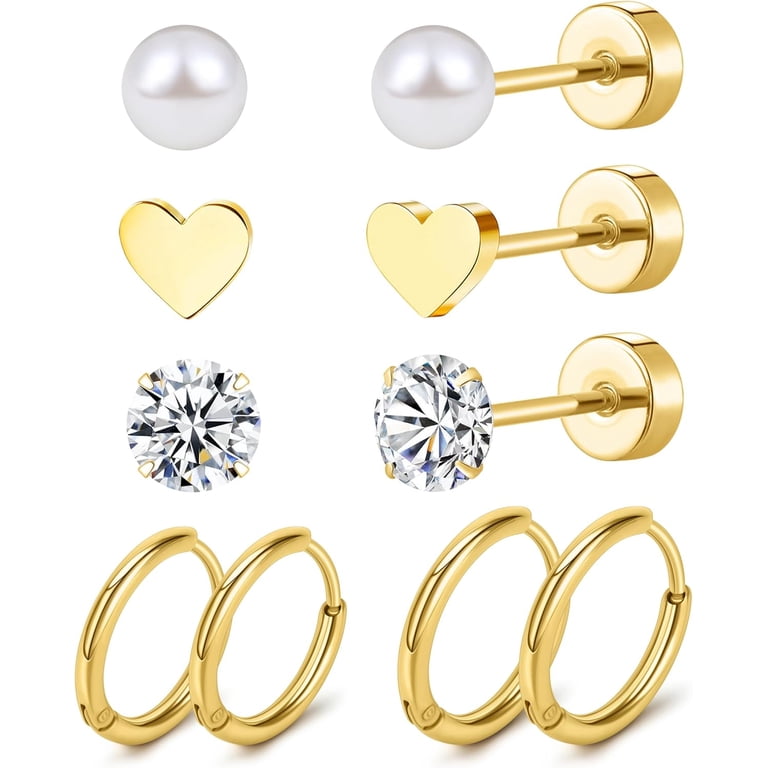 Pairs G23 Titanium Flat Back Earrings for Women Men with