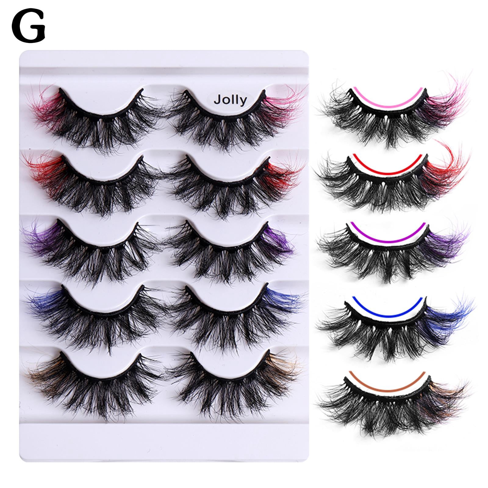 5 Pairs Glitter Ombre Colored Lashes 25Mm Mink Lashes Wholesale Dramatic Colorful Natural Lashes Extension Make Up Fake Lashes S8X1