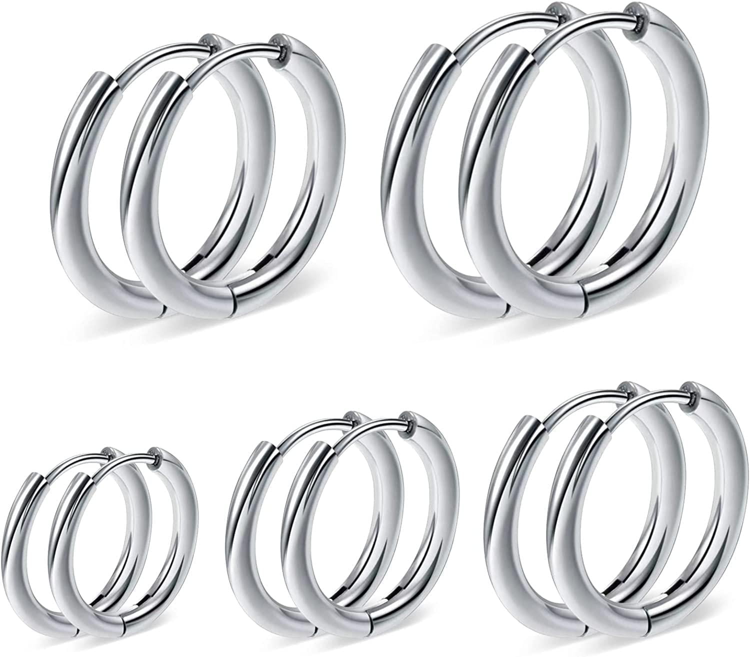 5 Pairs 14K Gold Plated Huggie Hoop Earrings For Women Lightweight Stainless Steel Hypoallergenic Small Thin Hinged Hoops Perfect For Lobe Cartilage Helix And Multiple Piercings Everyday Stylish Jewelry