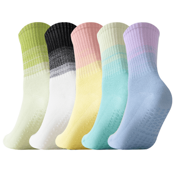 5 Pairs Grip Pilates Socks for Women, Non Slip Yoga Socks with Grips for Pilates Ballet Workout